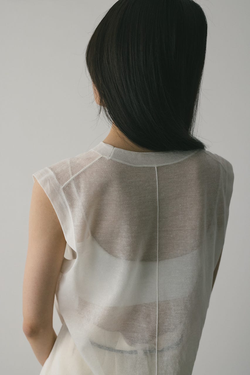 ウォッシャブルリネンニットタンク WHT FREE