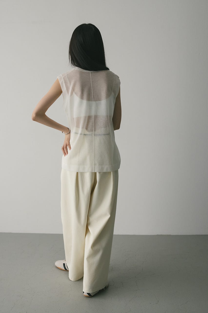 ウォッシャブルリネンニットタンク WHT FREE
