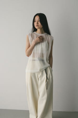 ウォッシャブルリネンニットタンク