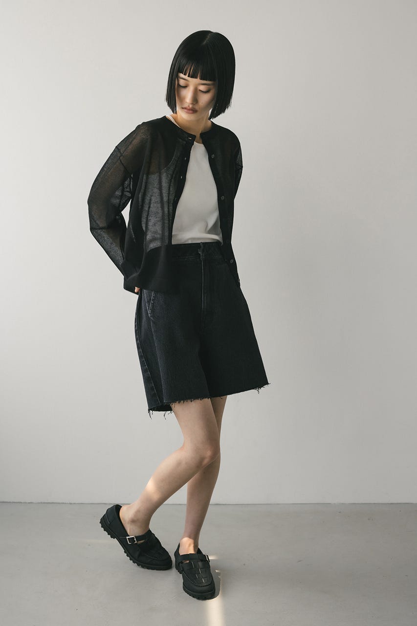 美品　M-premierBLACK ベーシックレーヨンニットカーディガン ベーシックレーヨンニットカーディガン(36 BLACK): M