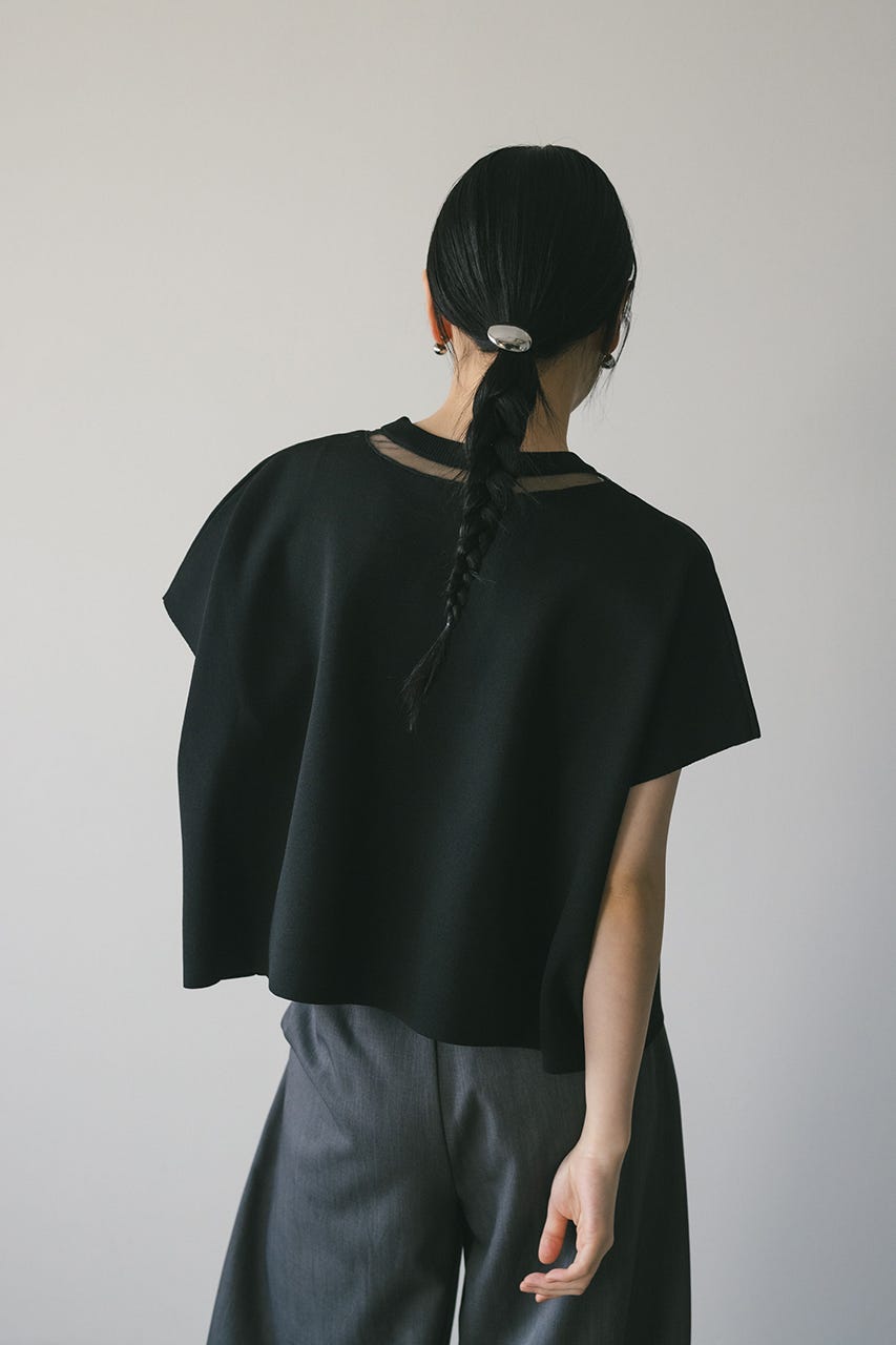 ネックシアーニットトップ BLK FREE