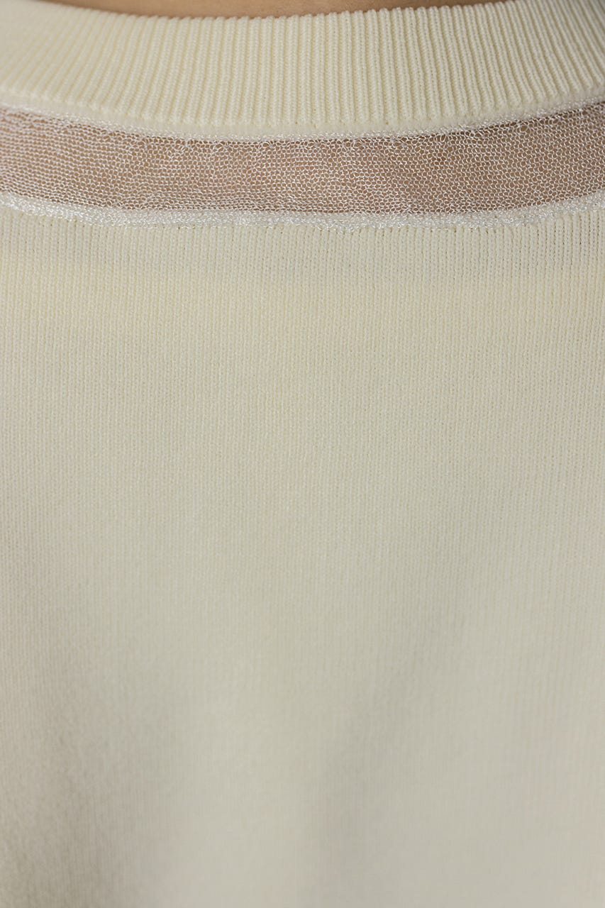 ネックシアーニットトップ WHT FREE