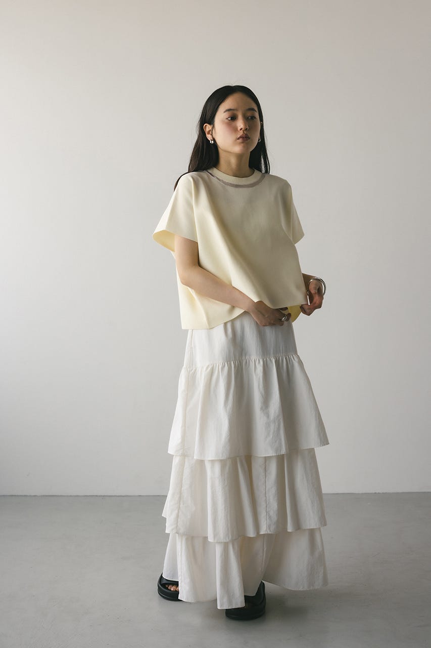 ネックシアーニットトップ WHT FREE