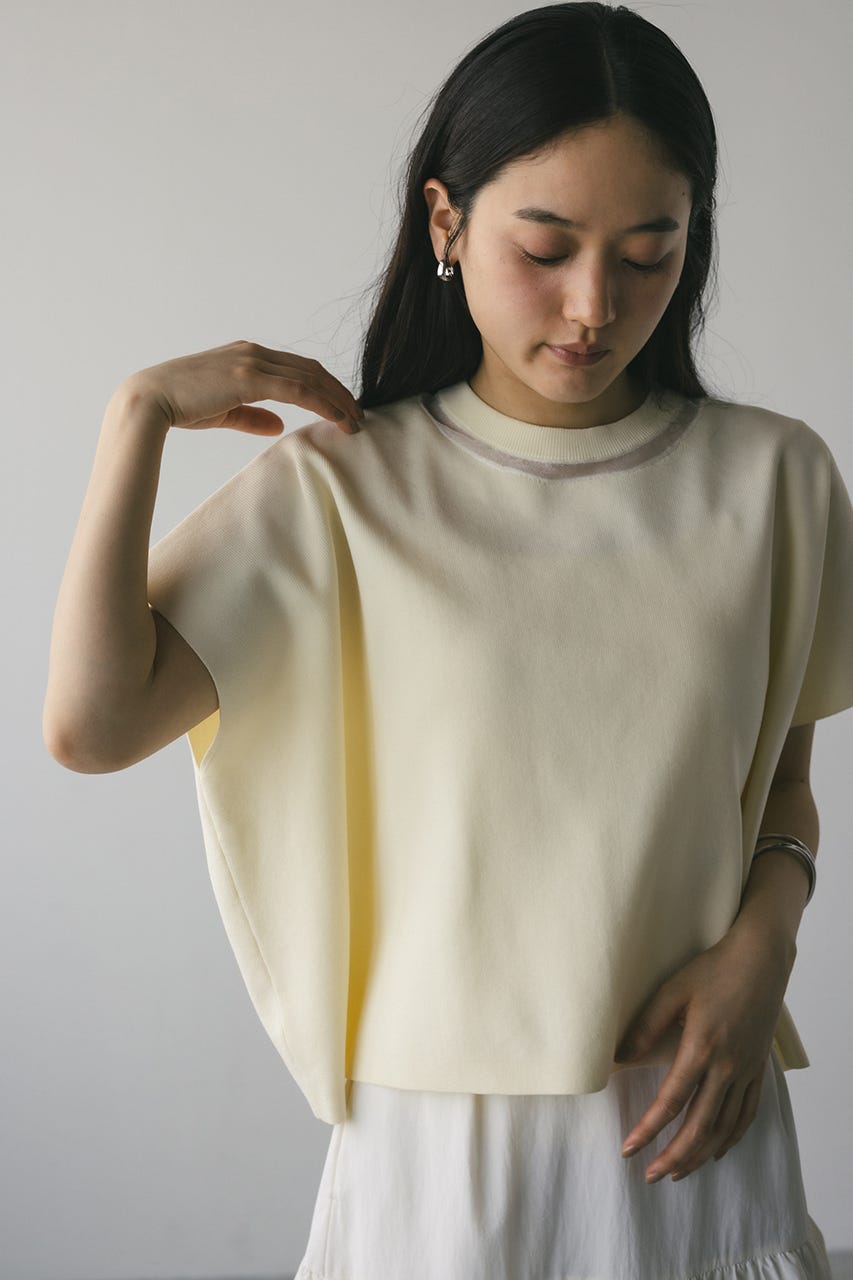 ネックシアーニットトップ WHT FREE