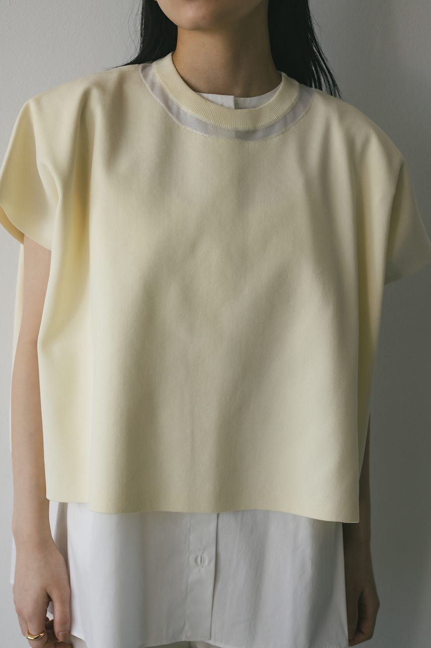 ネックシアーニットトップ WHT FREE