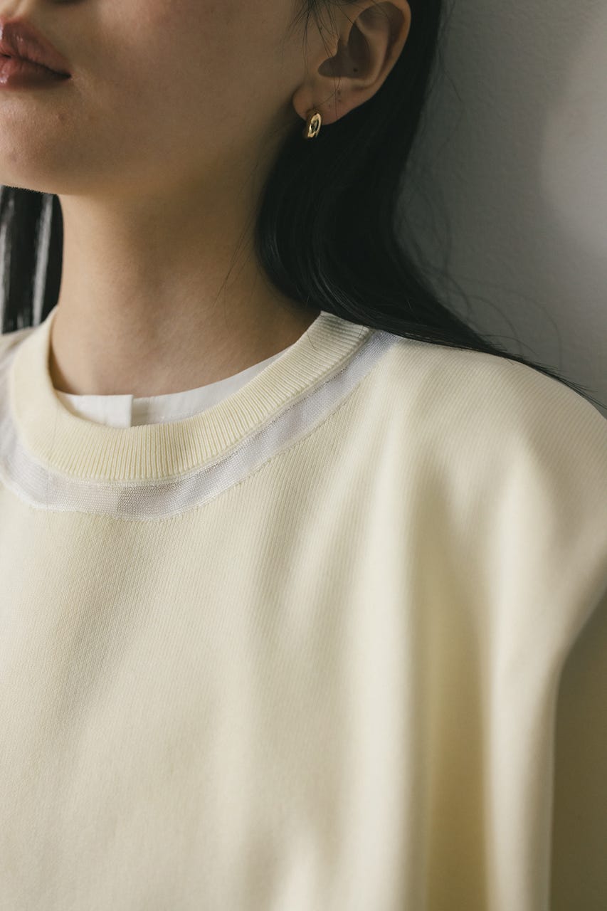 ネックシアーニットトップ WHT FREE