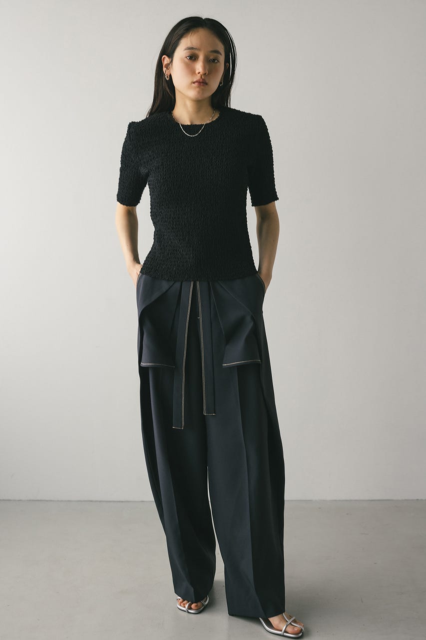 ネップシャーリングトップ BLK FREE