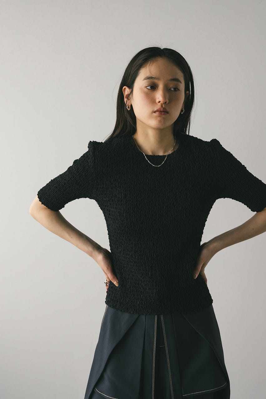 ネップシャーリングトップ BLK FREE