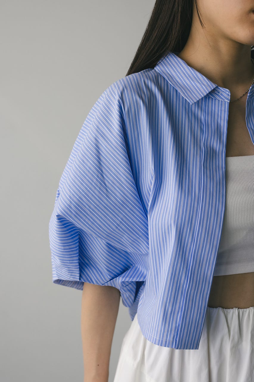 ドルマンショートシャツ 柄BLU FREE