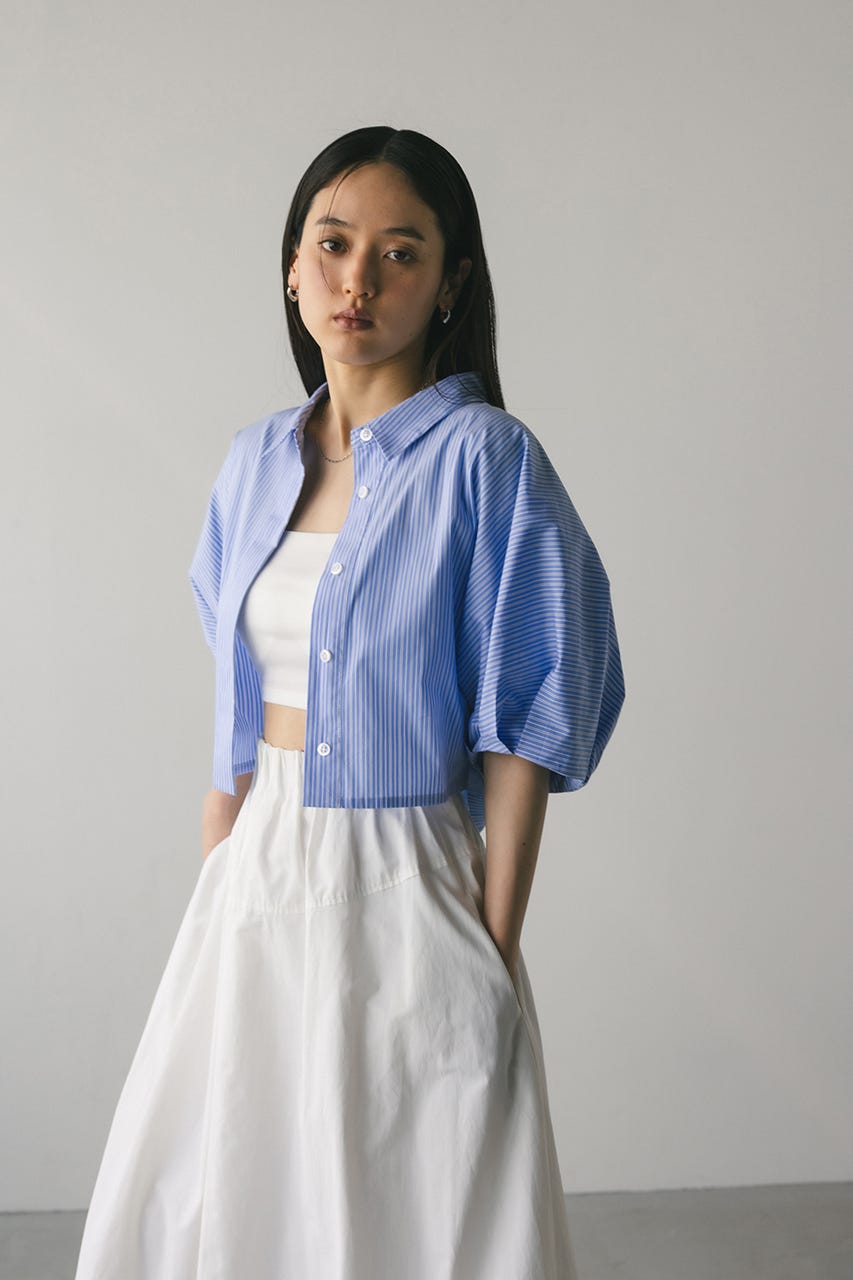 ドルマンショートシャツ 柄BLU FREE