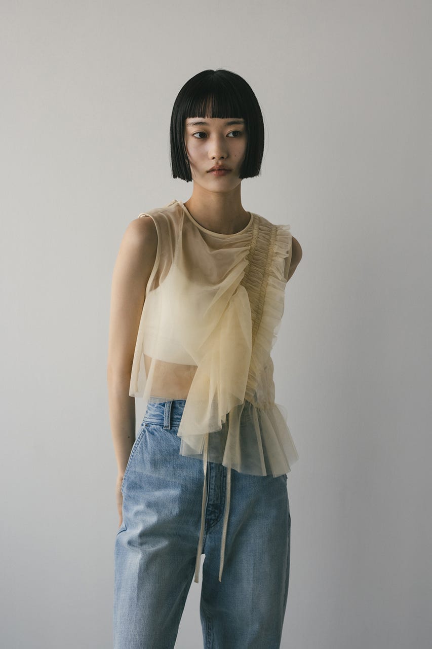 stylemixer スタイルミキサー　チュールシャーリングトップ　タンクトップ STYLEMIXER | チュールシャーリングトップ (タンクトップ ) |SHEL'TTER