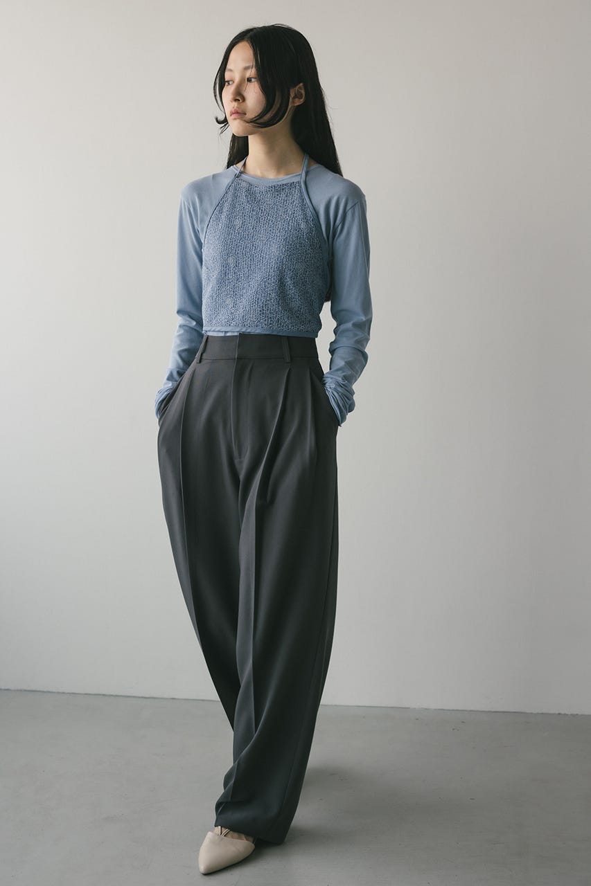 ベーシックツータックパンツ GRY L