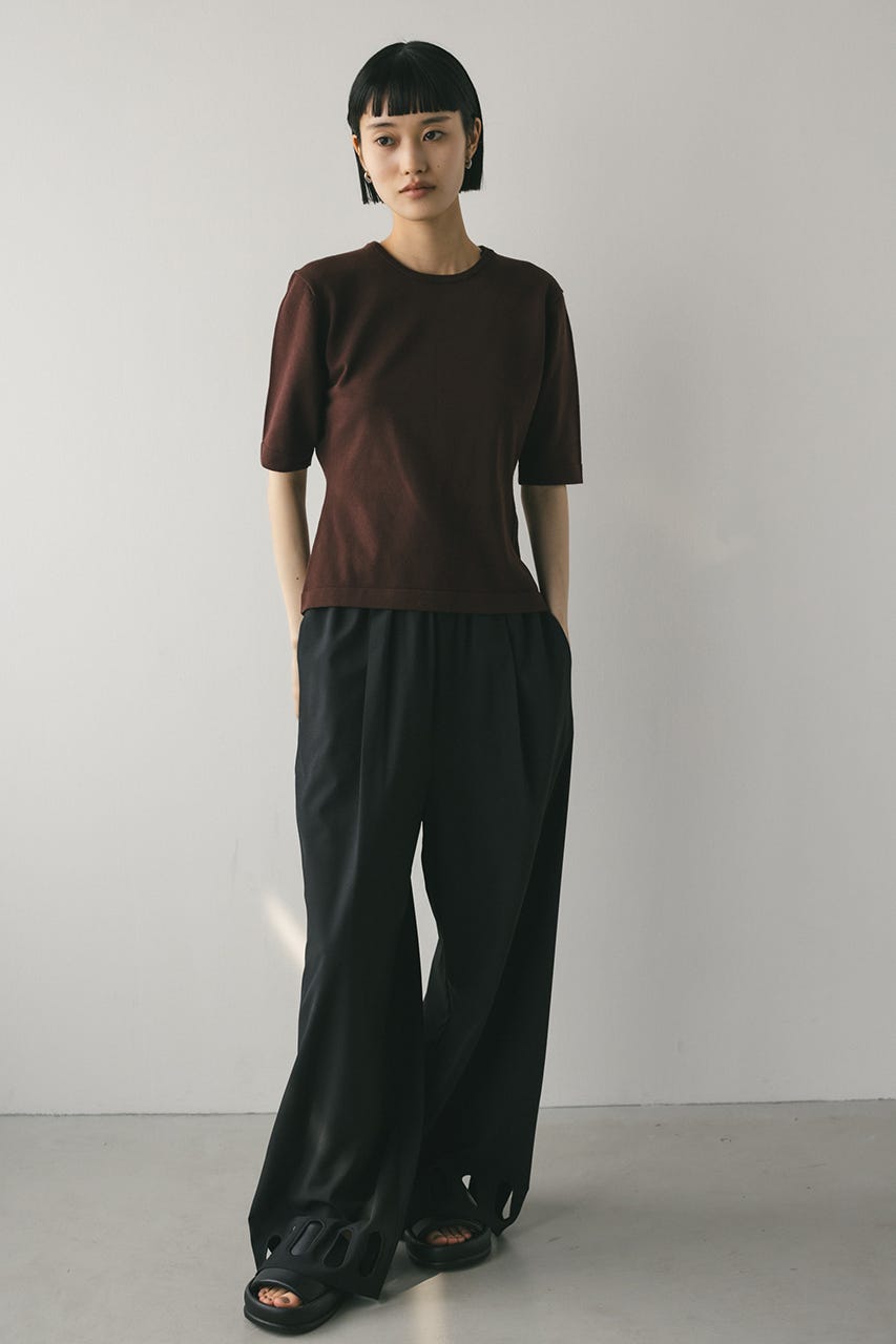 ヘムホールリラックスパンツ BLK M