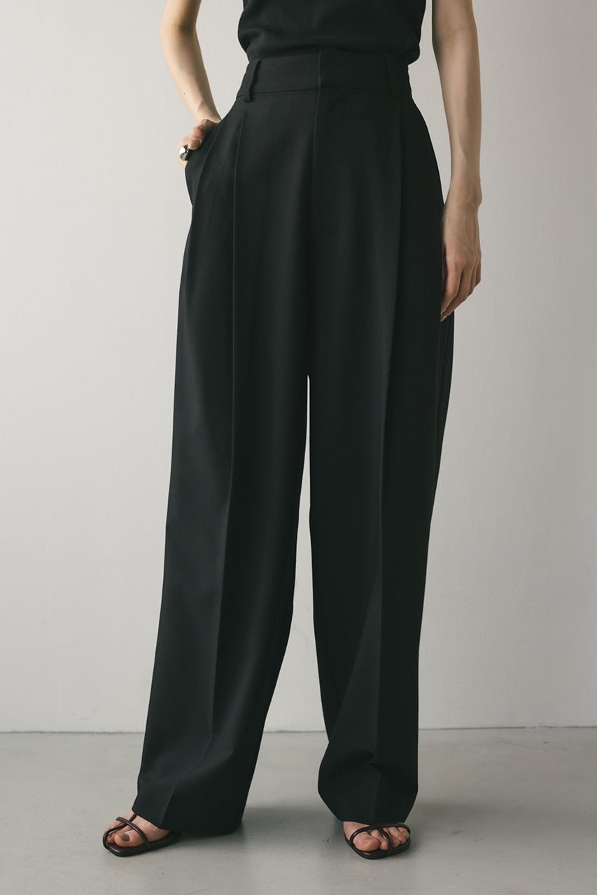 【WEB限定】ベーシックツータックパンツロング BLK S