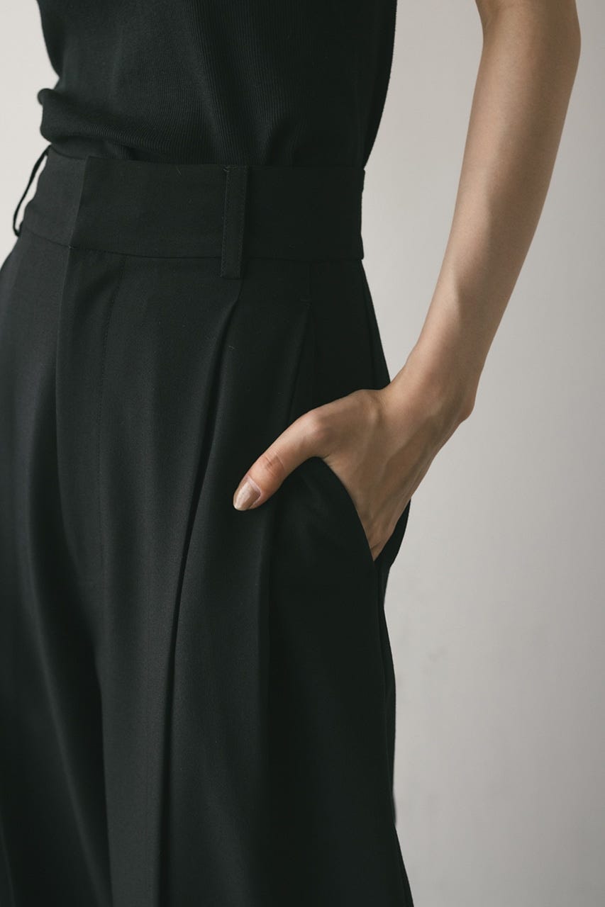 【WEB限定】ベーシックツータックパンツロング BLK S