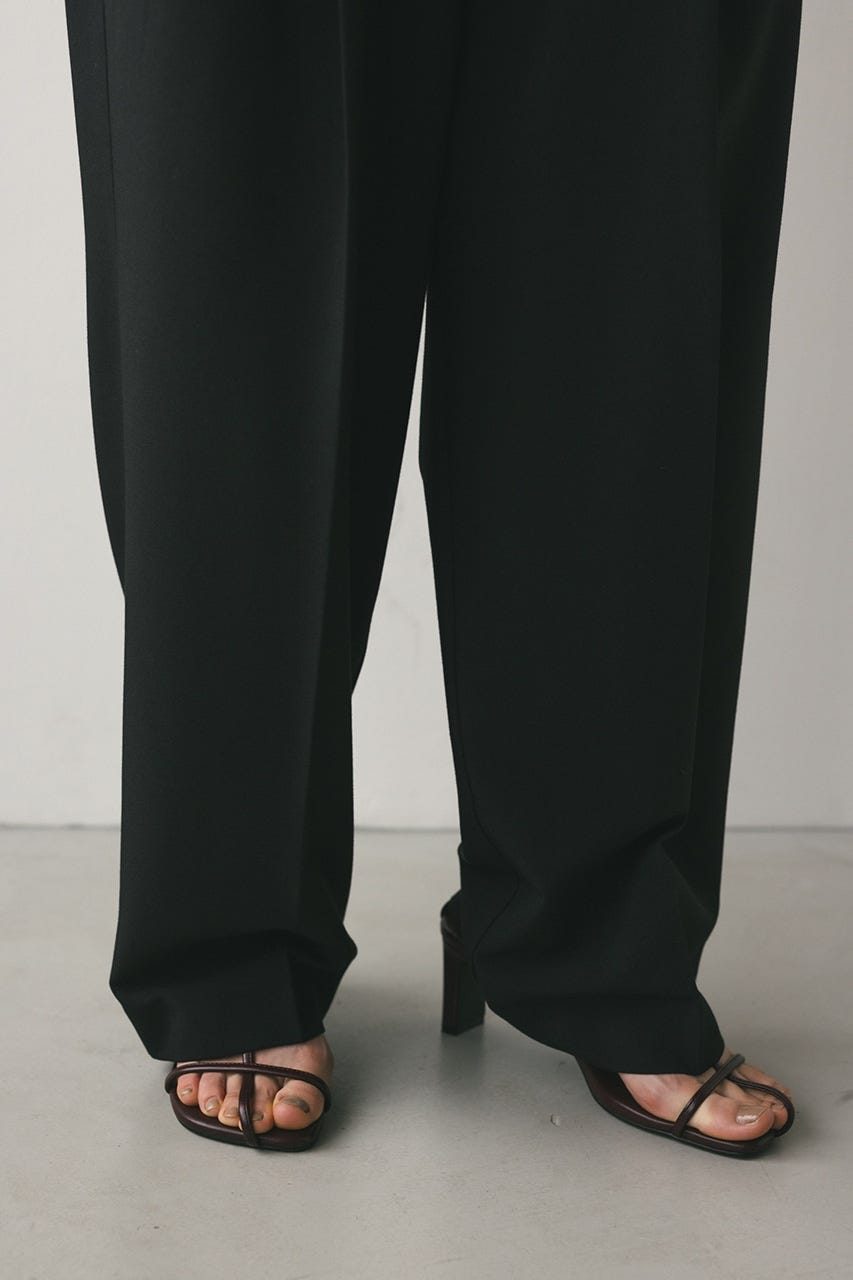 【WEB限定】ベーシックツータックパンツロング BLK S