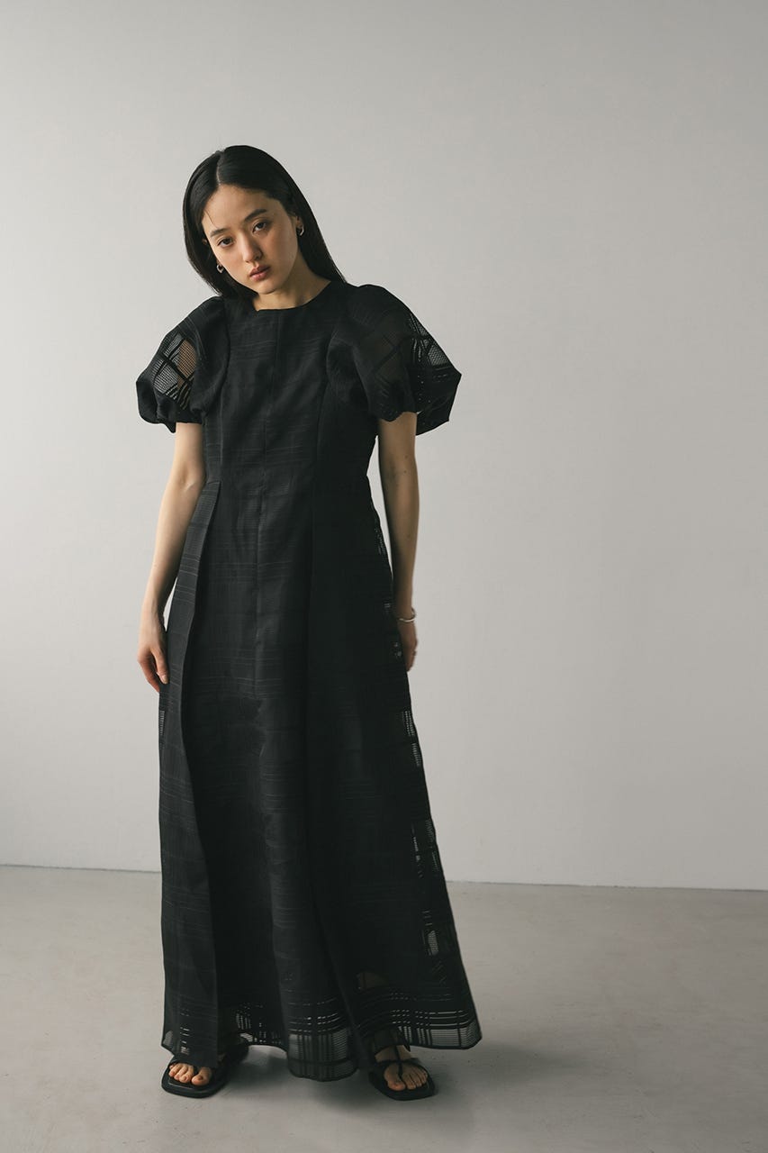 シアーチェックワンピース BLK M