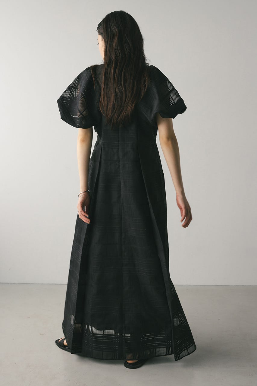 シアーチェックワンピース BLK M