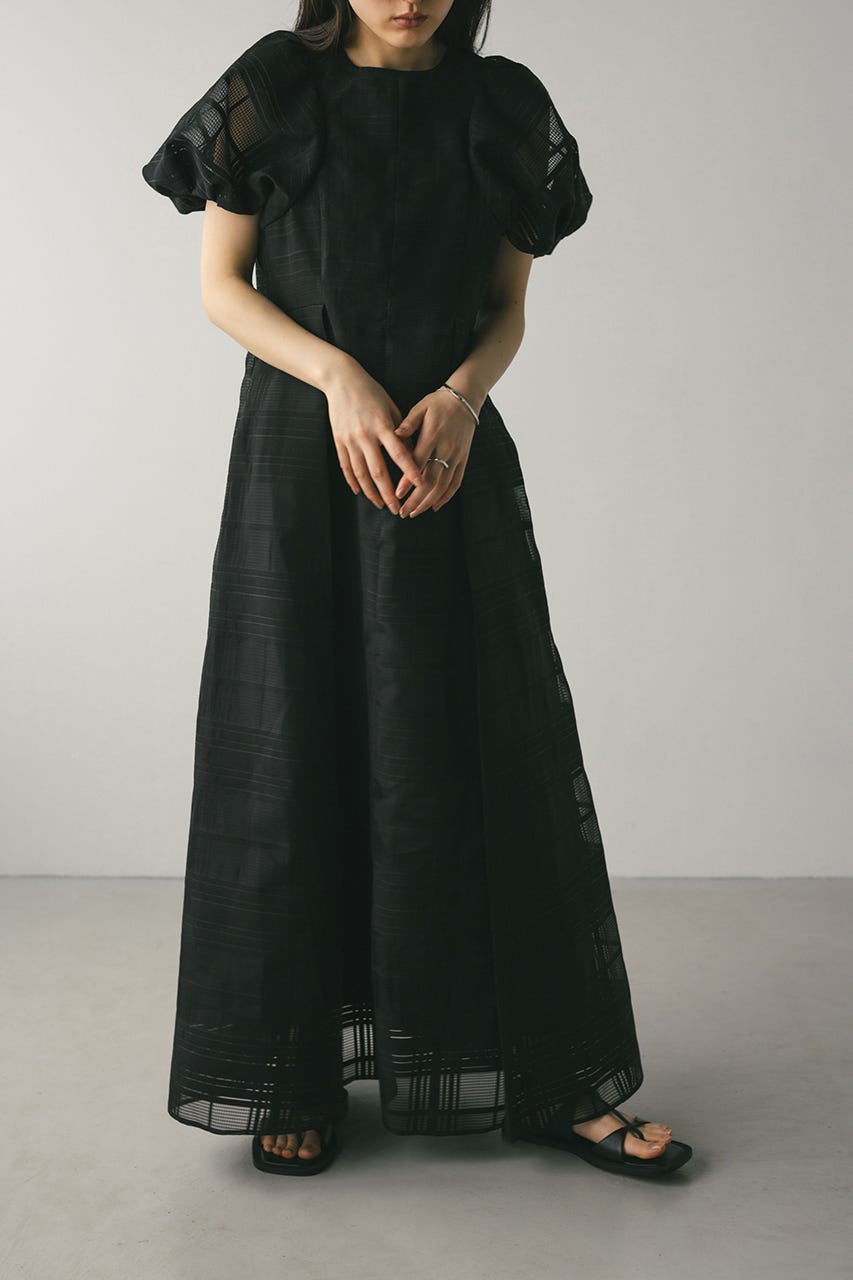 シアーチェックワンピース BLK M