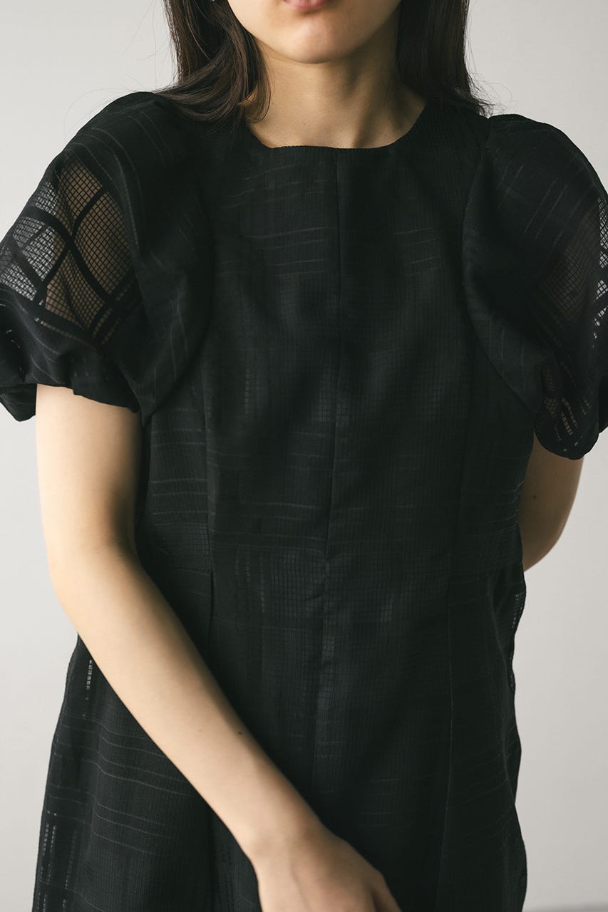 シアーチェックワンピース BLK M