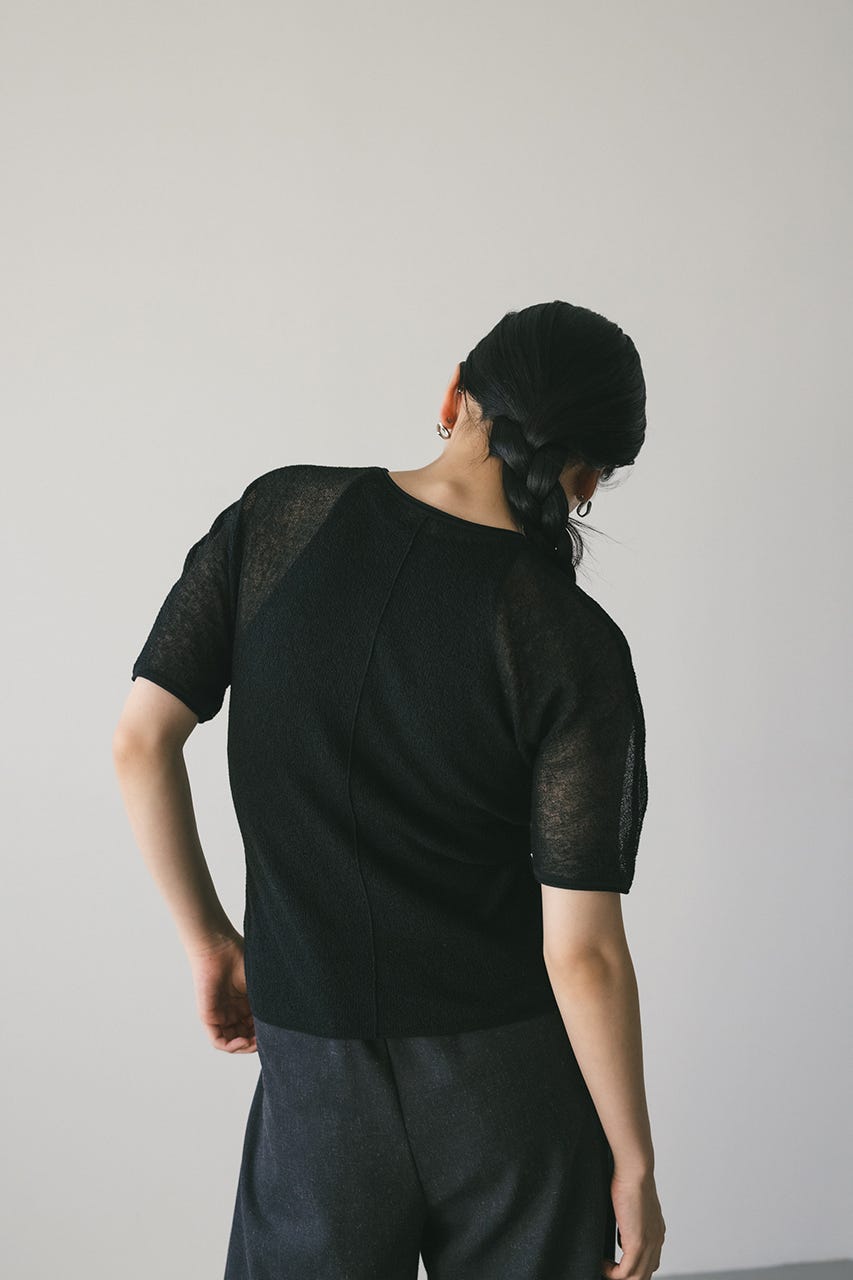 テクスチャーハーフスリーブニット BLK FREE