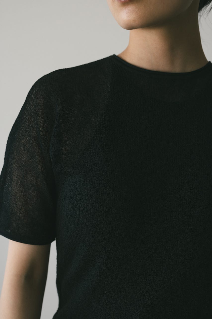 テクスチャーハーフスリーブニット BLK FREE