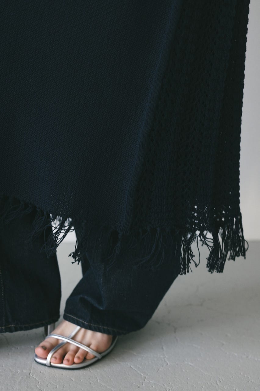 コットンクロシェニットワンピース NVY FREE