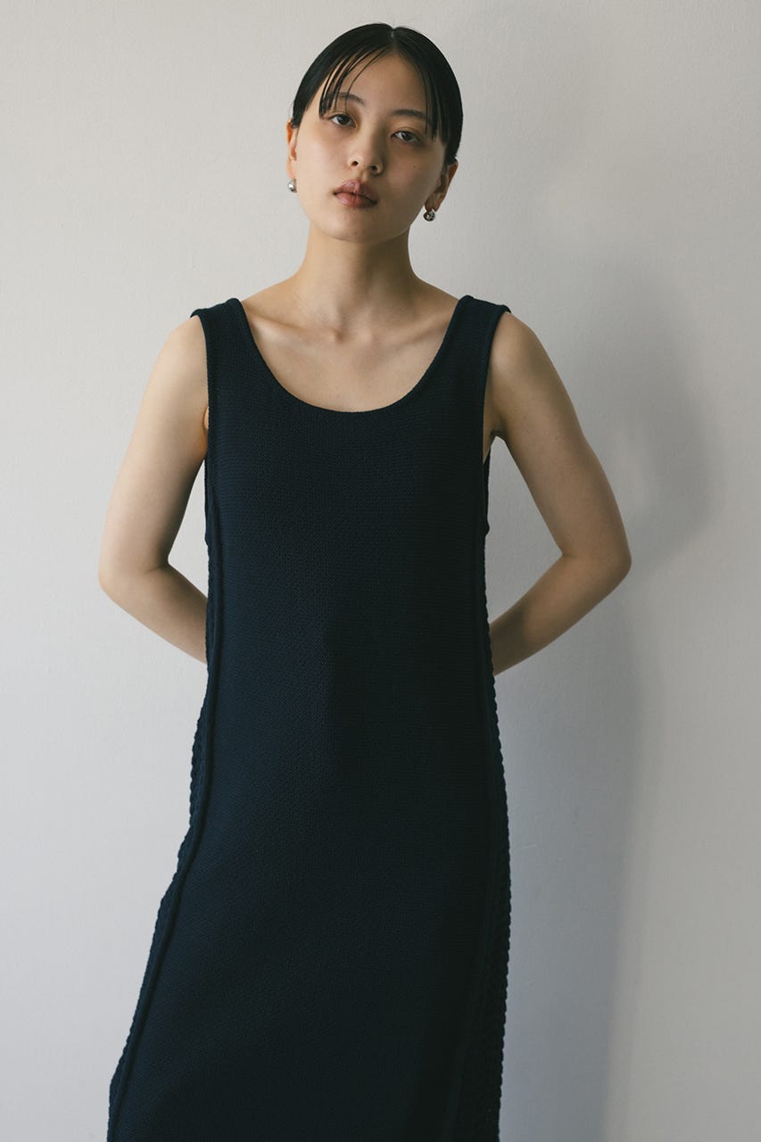 コットンクロシェニットワンピース NVY FREE