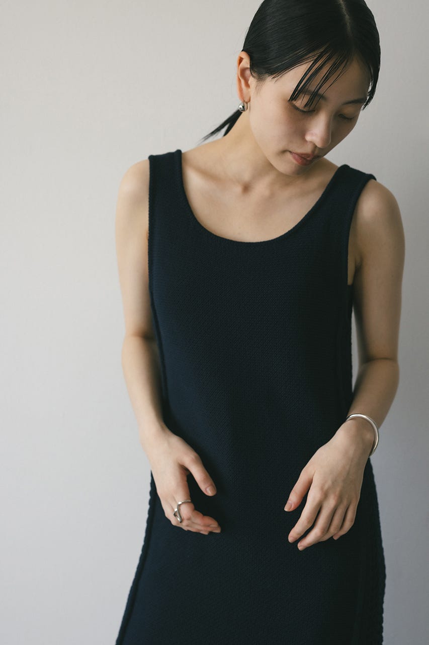 コットンクロシェニットワンピース NVY FREE