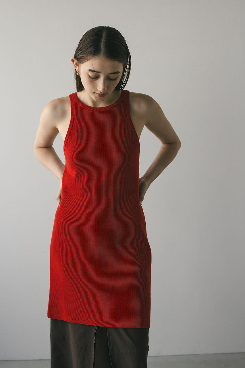 アメスリニットミニワンピース RED S