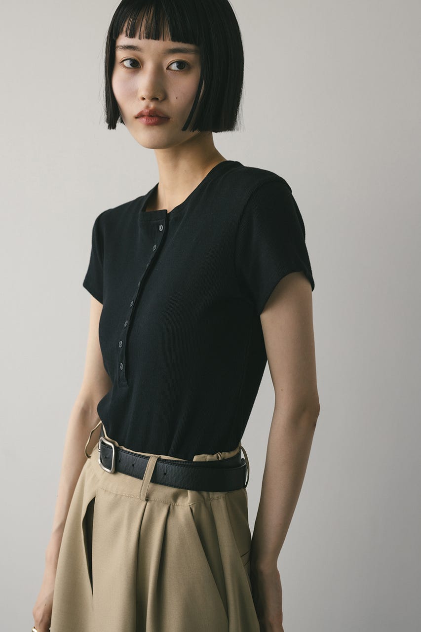 ヘンリーネックT BLK FREE
