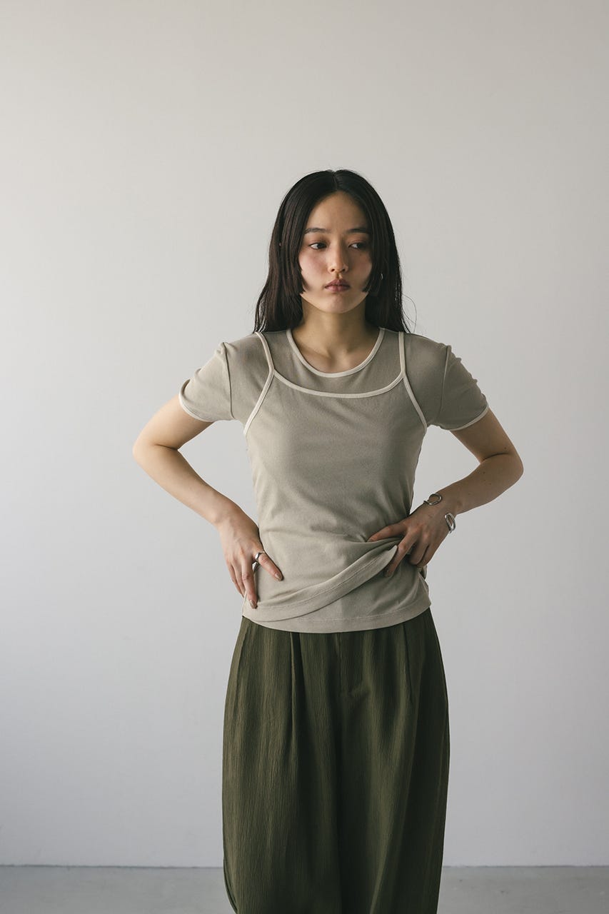 tシャツ バイカラーキャミセットトップ レディース STYLEMIXER | バイカラーキャミセットトップ (Tシャツ