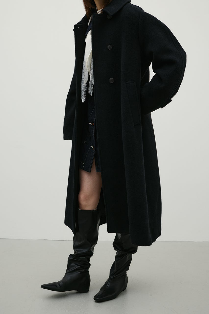 2WAYウールロングコート BLK S