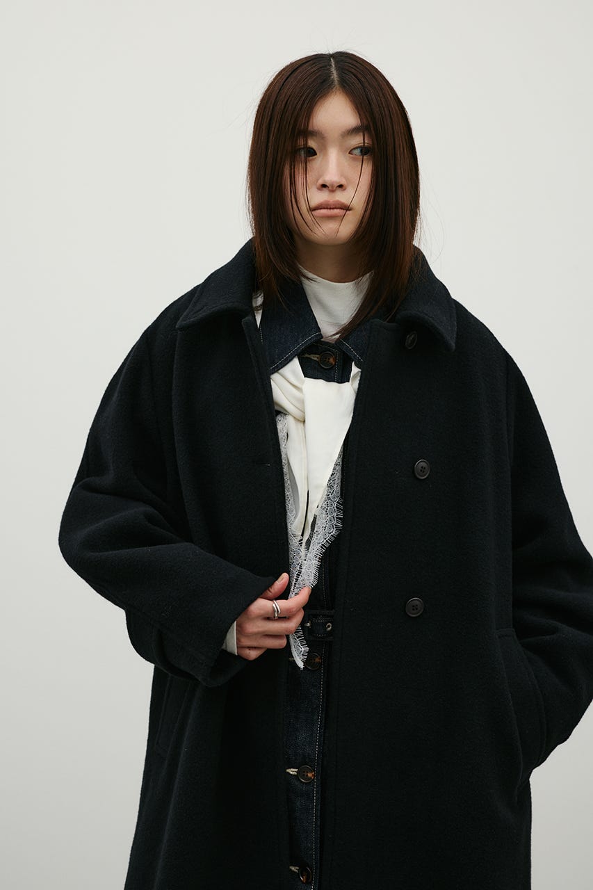 2WAYウールロングコート BLK S