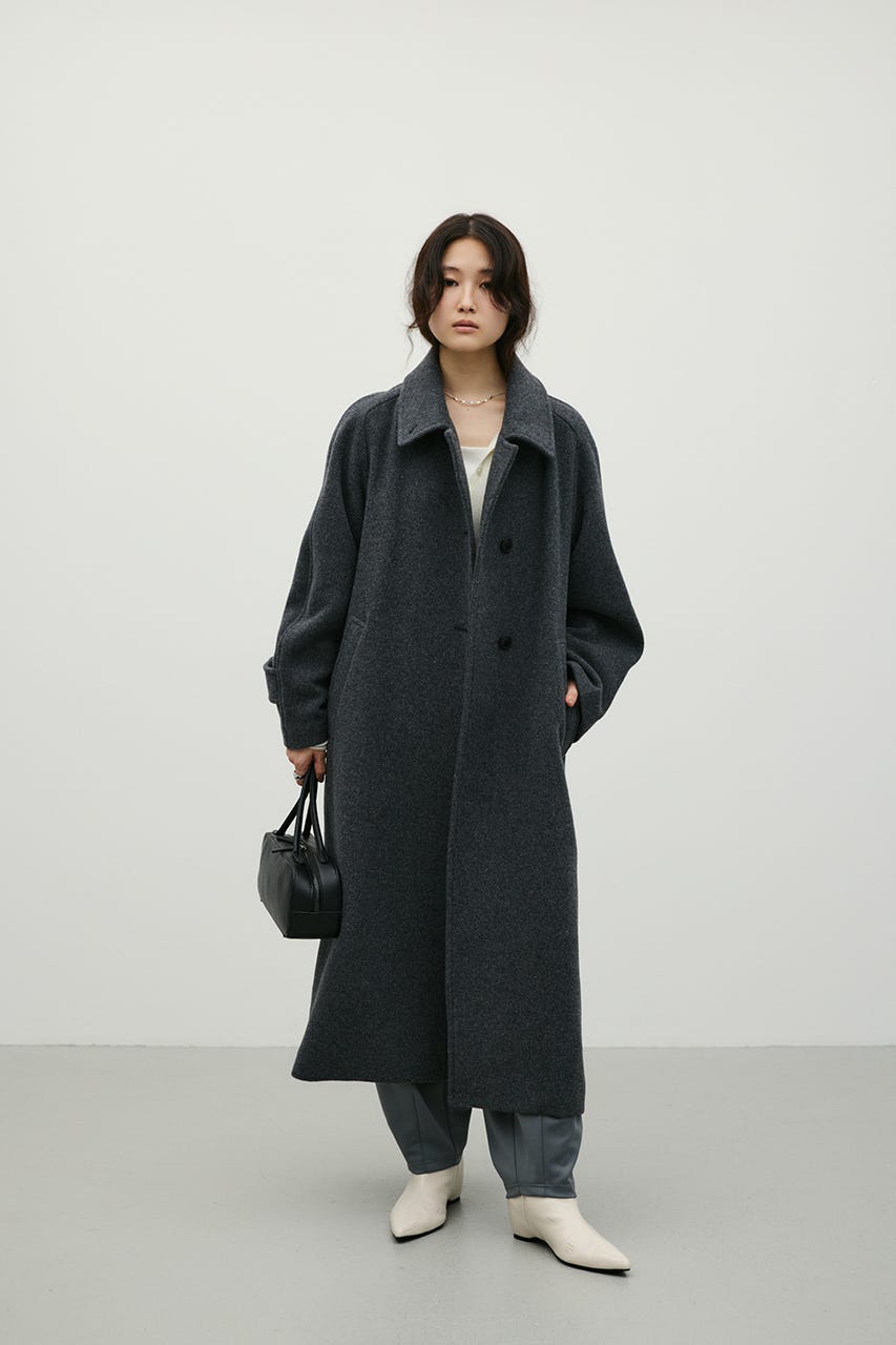 2WAYウールロングコート GRY S