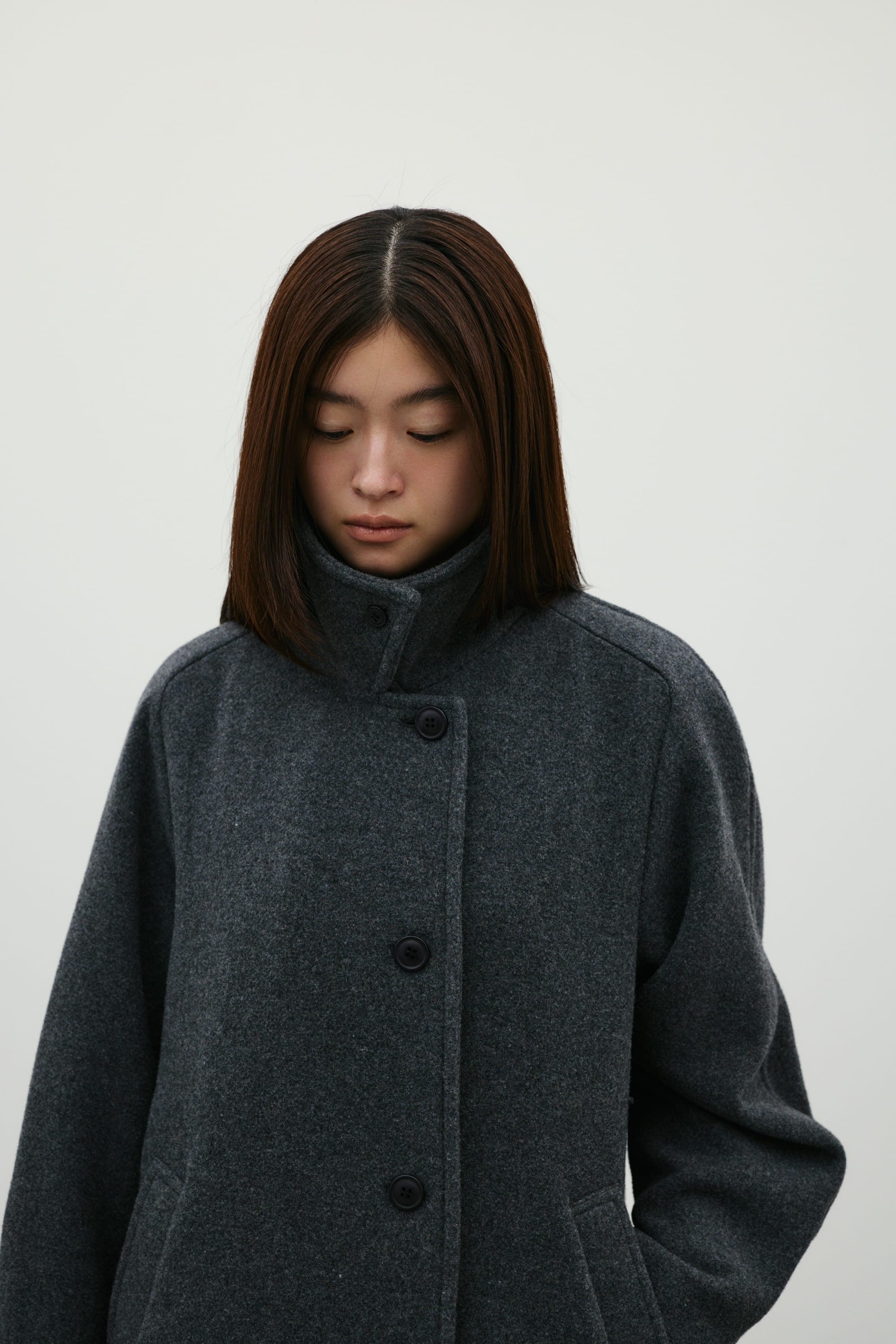 2WAYウールロングコート GRY S