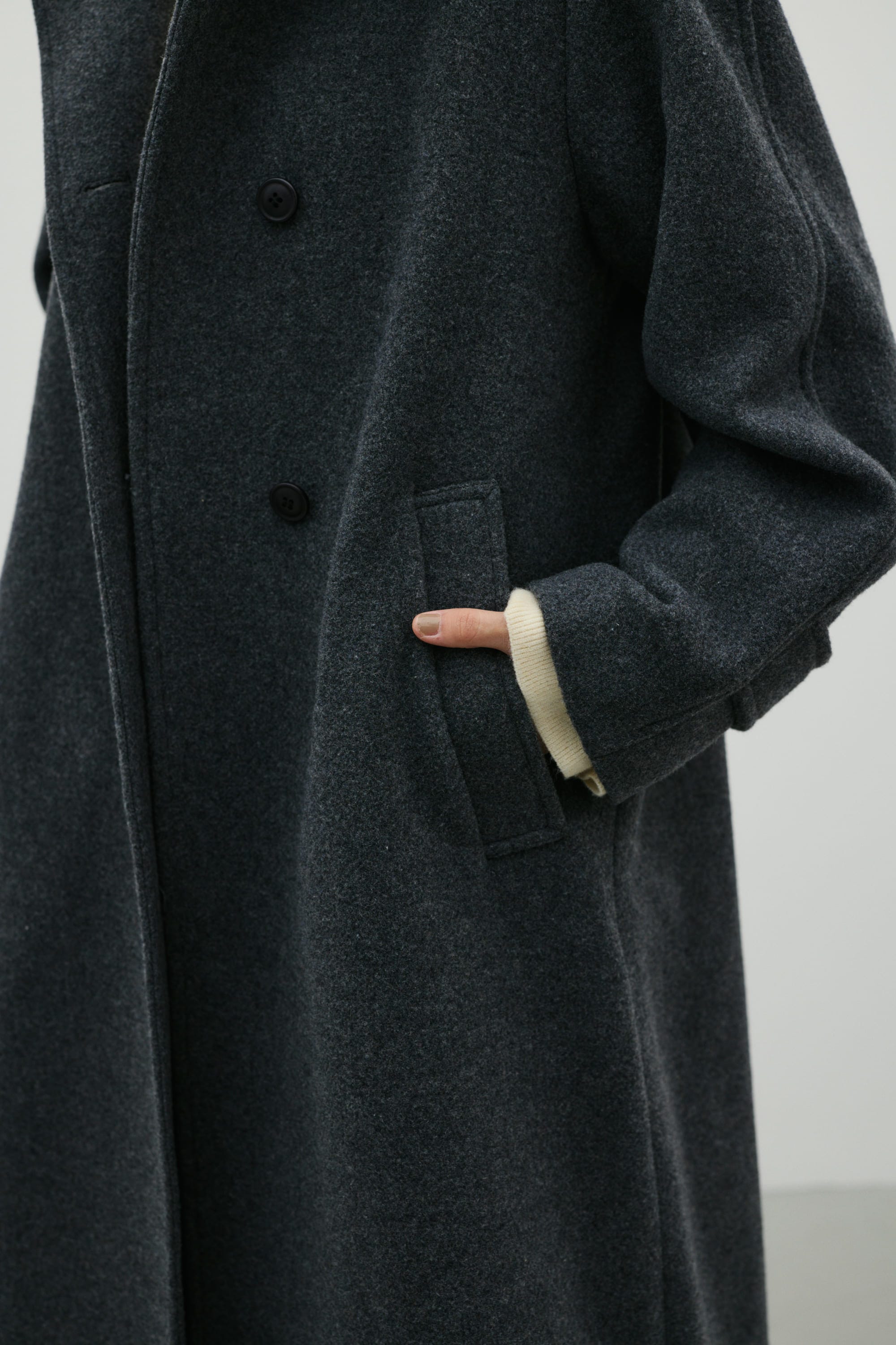 2WAYウールロングコート GRY S