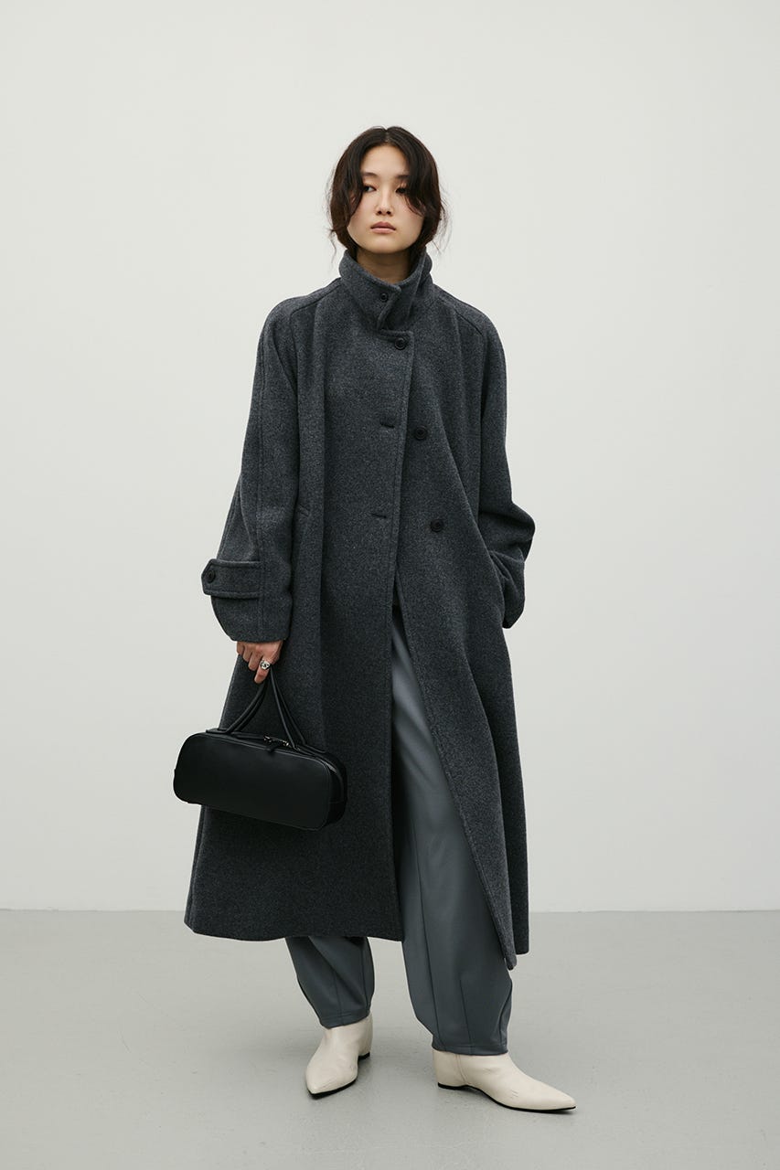 2WAYウールロングコート GRY S