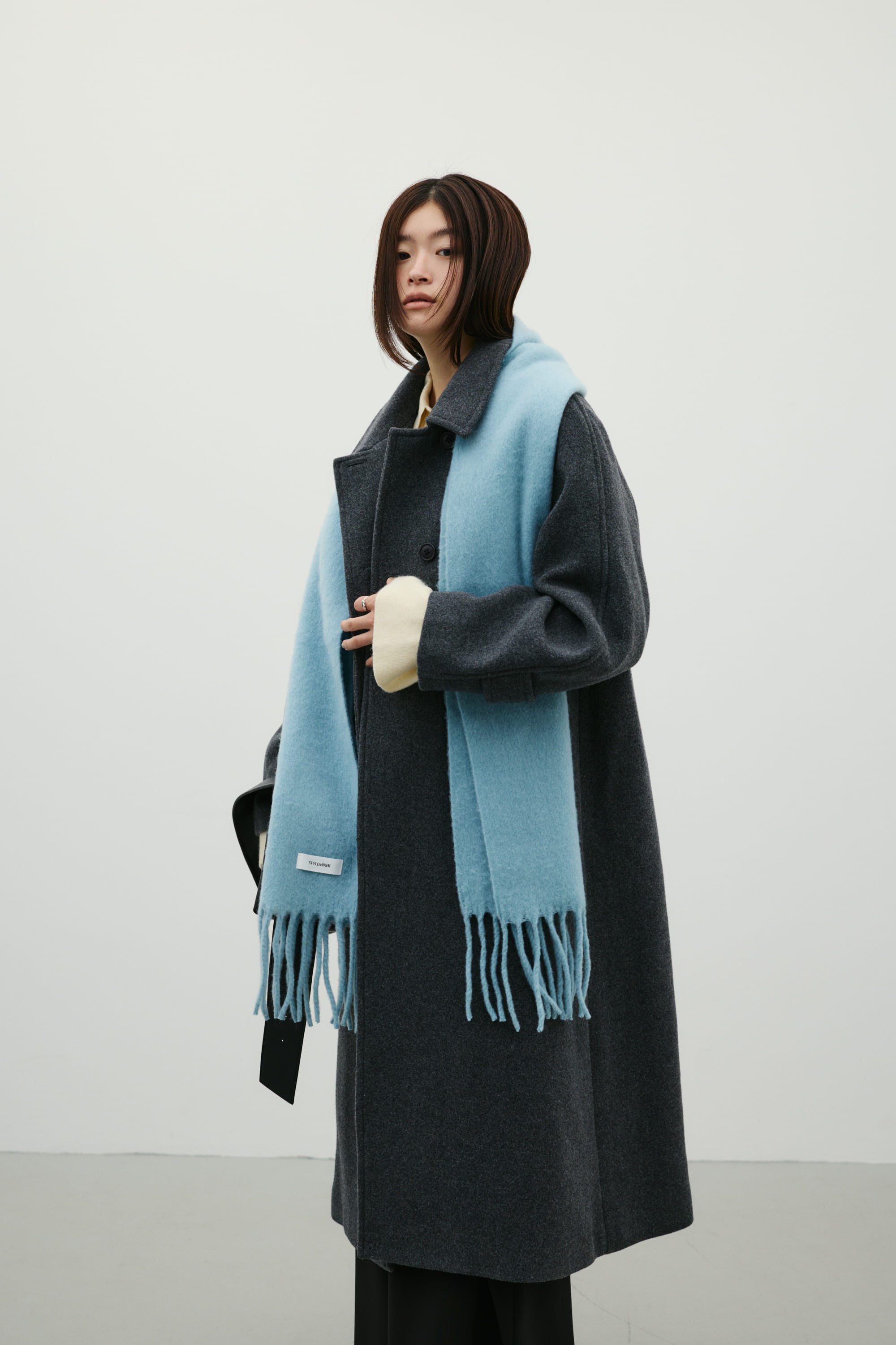 2WAYウールロングコート GRY S