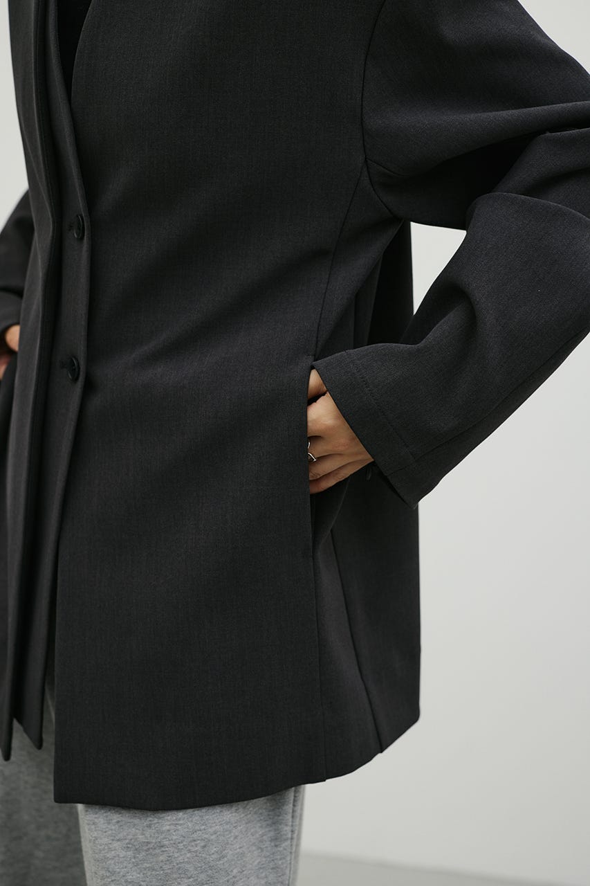 ジップスリーブノーカラージャケット GRY FREE