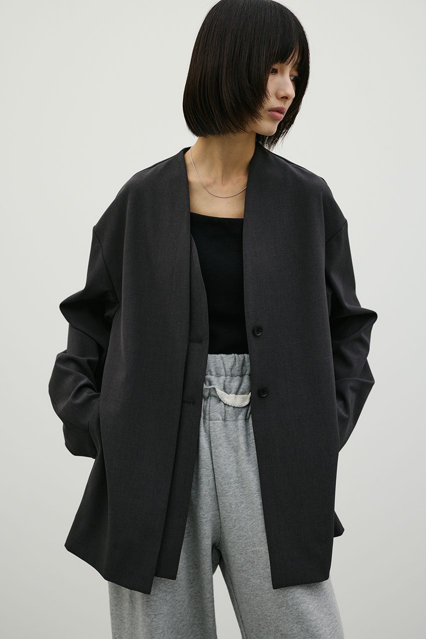 ジップスリーブノーカラージャケット GRY FREE