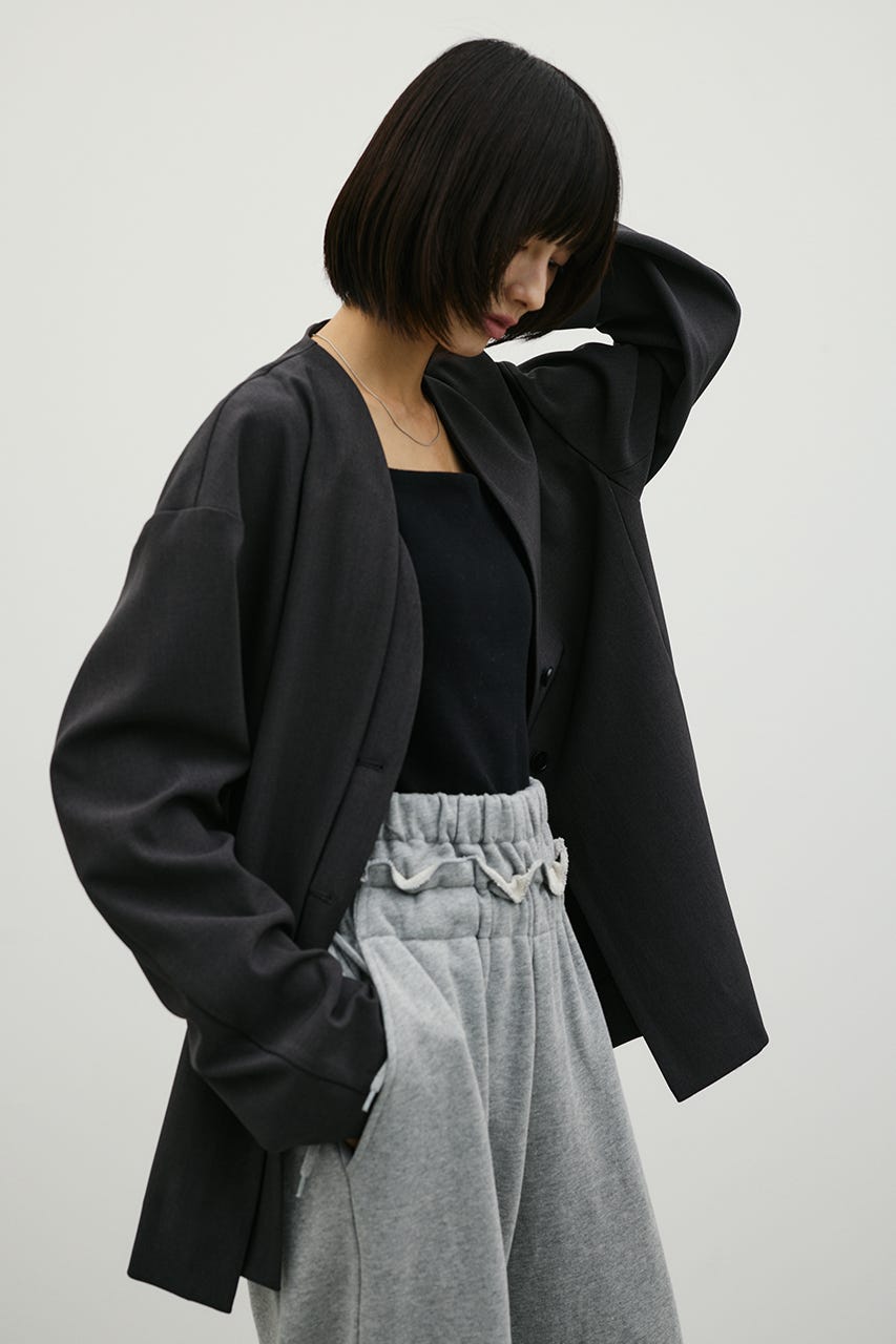 ジップスリーブノーカラージャケット GRY FREE