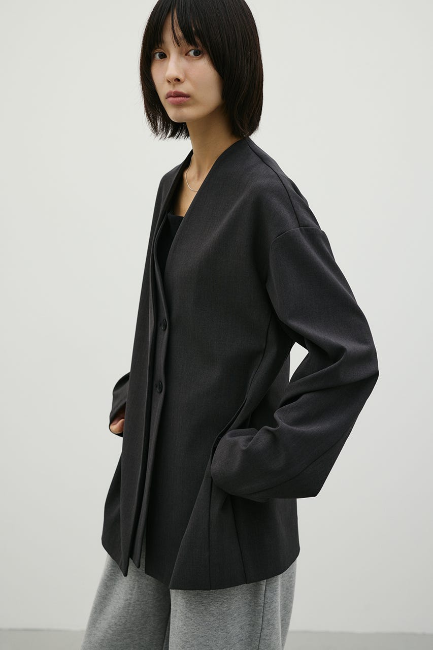 ジップスリーブノーカラージャケット GRY FREE