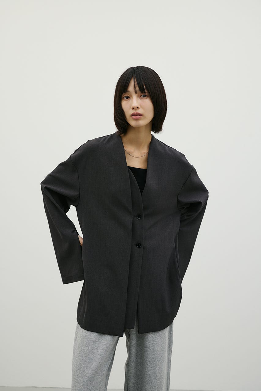 ジップスリーブノーカラージャケット GRY FREE