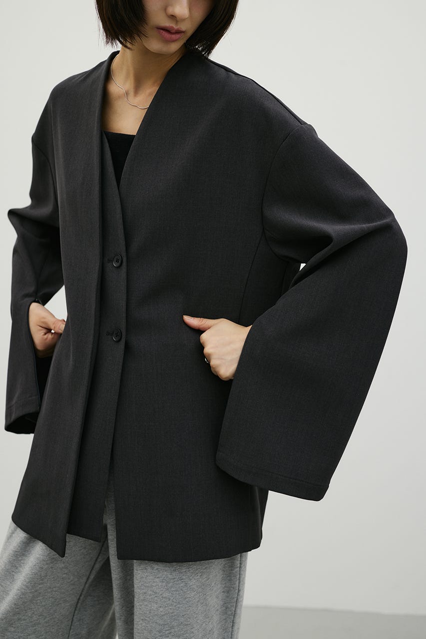 ジップスリーブノーカラージャケット GRY FREE
