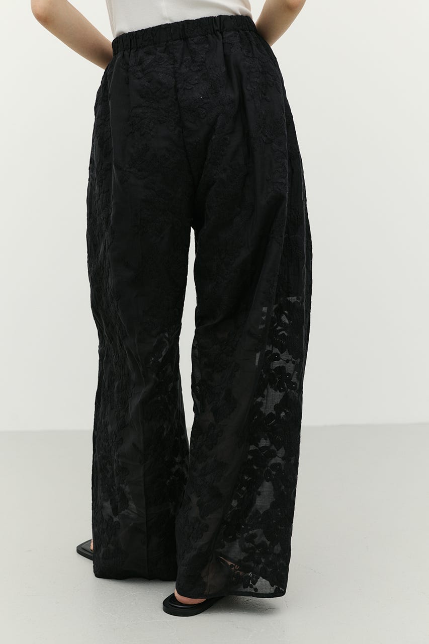 レースシアーワイドパンツ BLK S