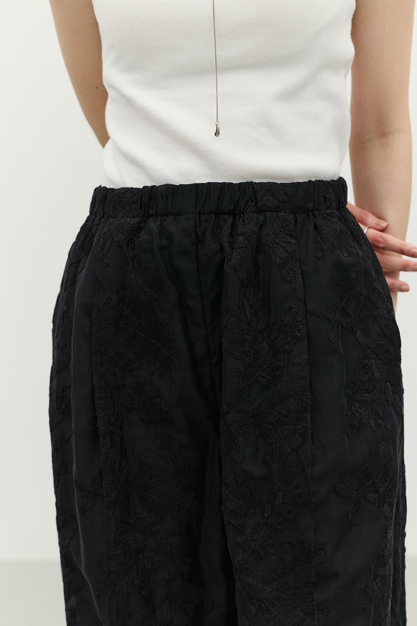 レースシアーワイドパンツ BLK S