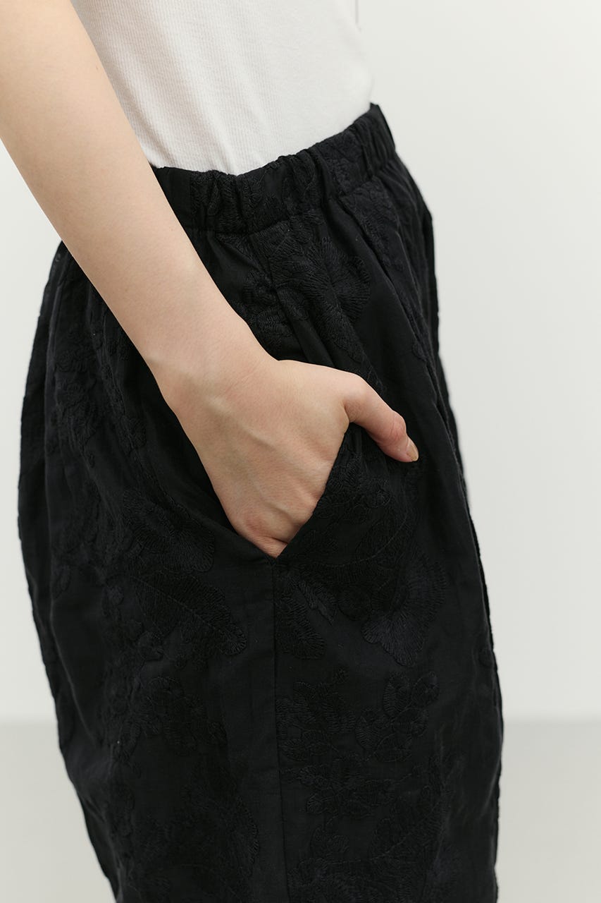 レースシアーワイドパンツ BLK S