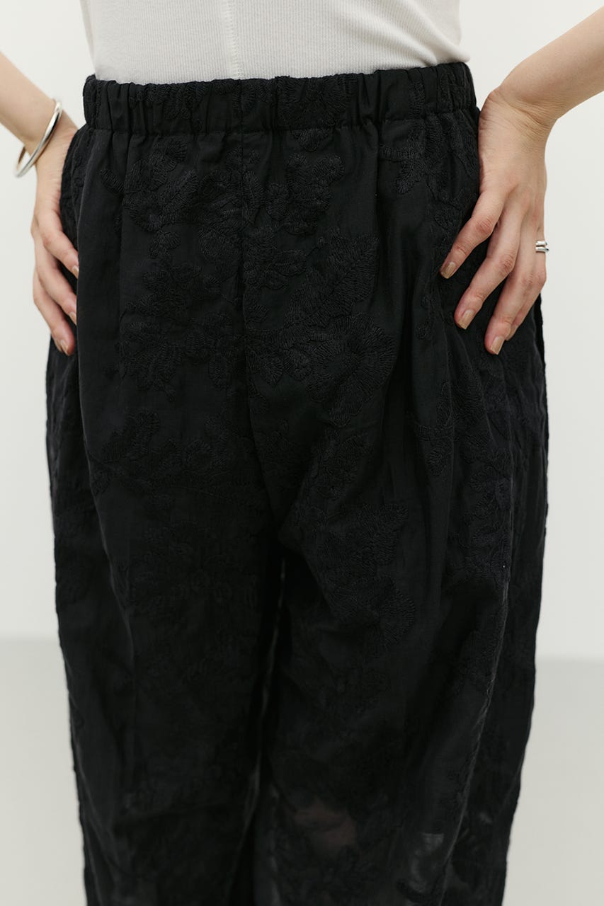 レースシアーワイドパンツ BLK S