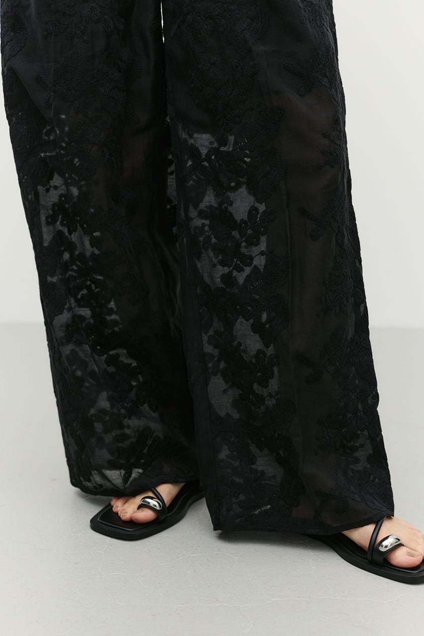 レースシアーワイドパンツ BLK S